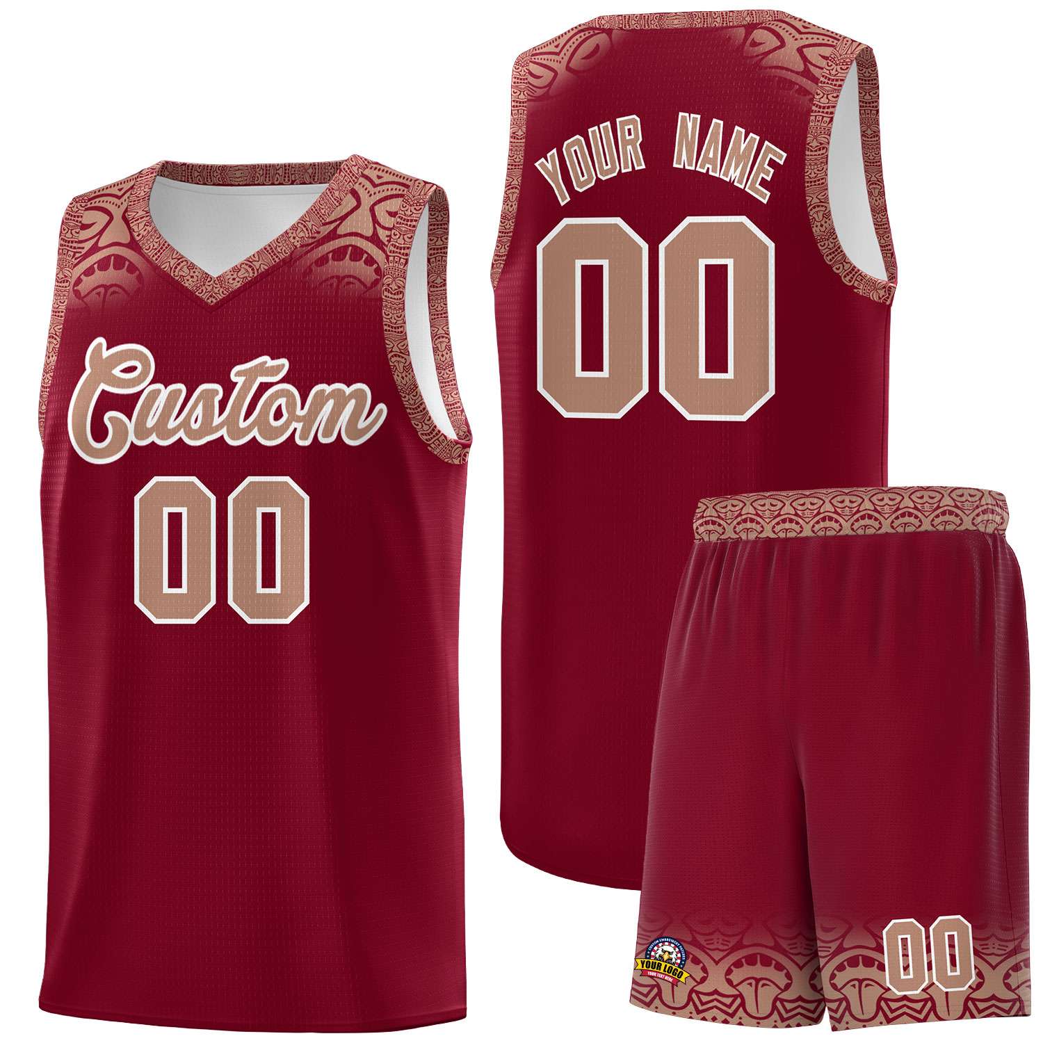 Custom Crimson Teabrown Personalized Indians Print Kits Sports Uniform Basketball Jersey|KXKSHOP