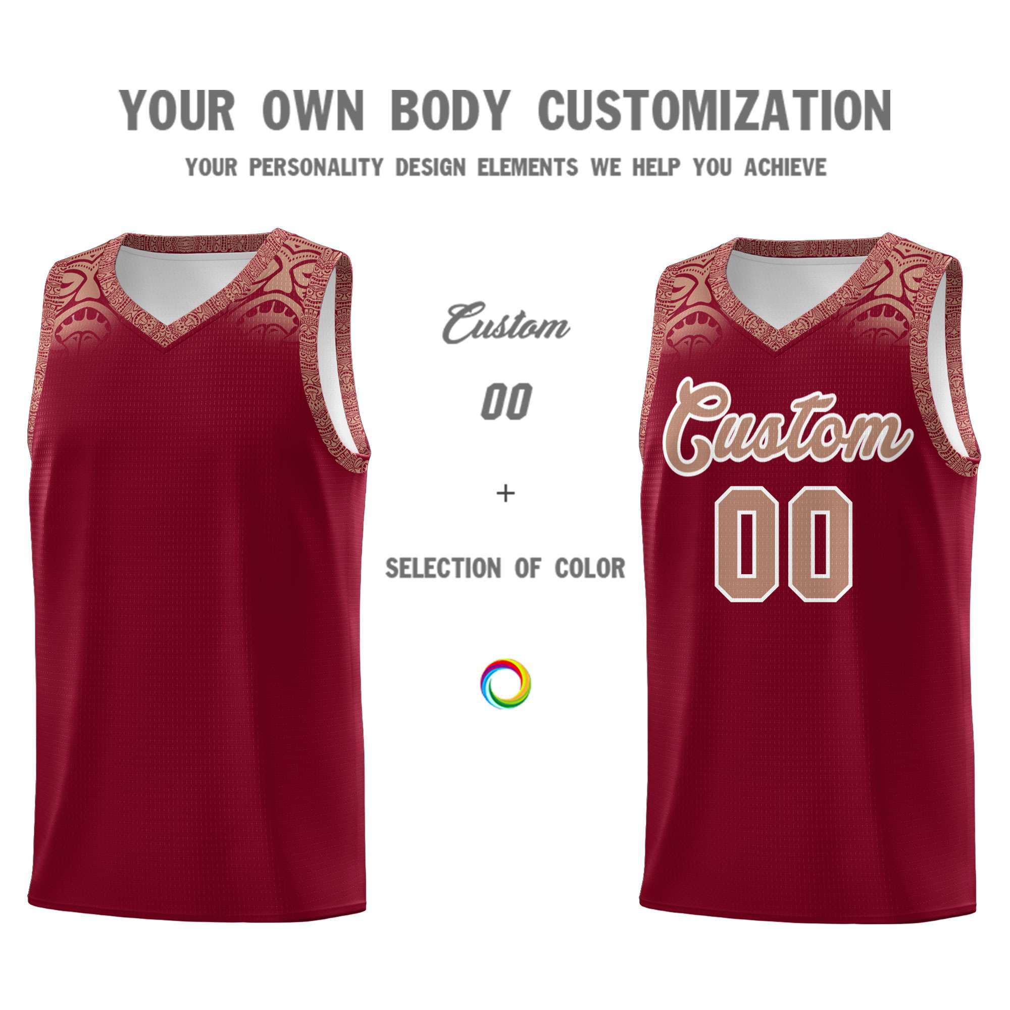 Custom Crimson Teabrown Personalized Indians Print Kits Sports Uniform Basketball Jersey|KXKSHOP