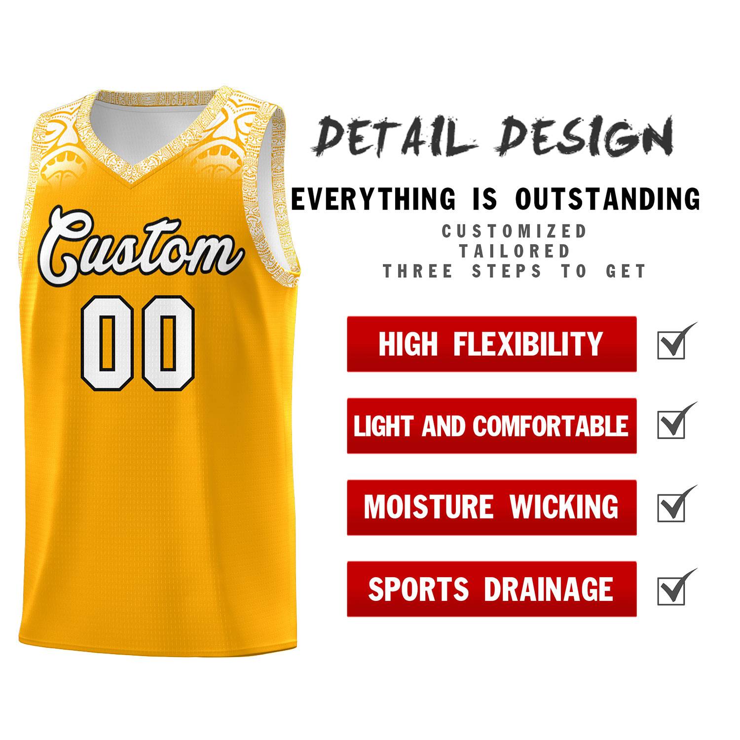 Custom Yellow White Personalized Indians Print Kits Sports Uniform Basketball Jersey|KXKSHOP