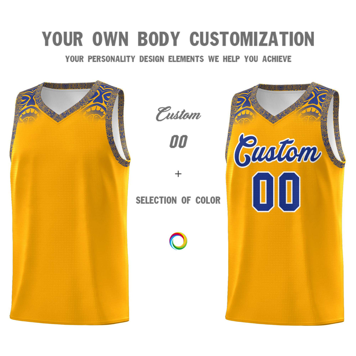 Custom Yellow Royal Personalized Indians Print Kits Sports Uniform Basketball Jersey|KXKSHOP