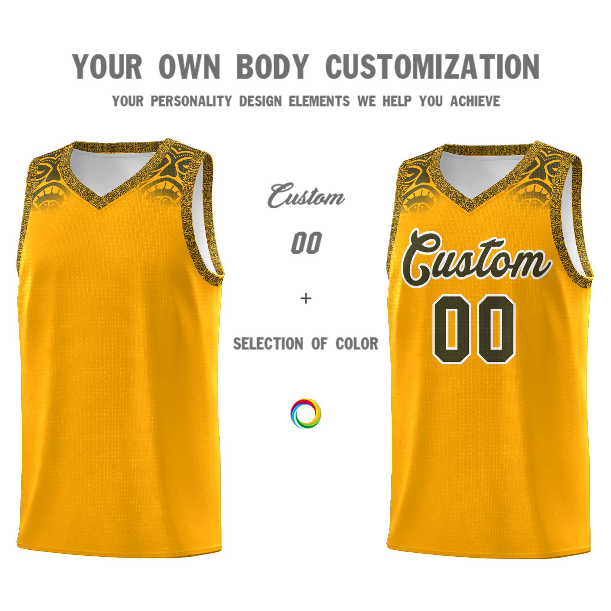 Custom Yellow Olive Personalized Indians Print Kits Sports Uniform Basketball Jersey|KXKSHOP