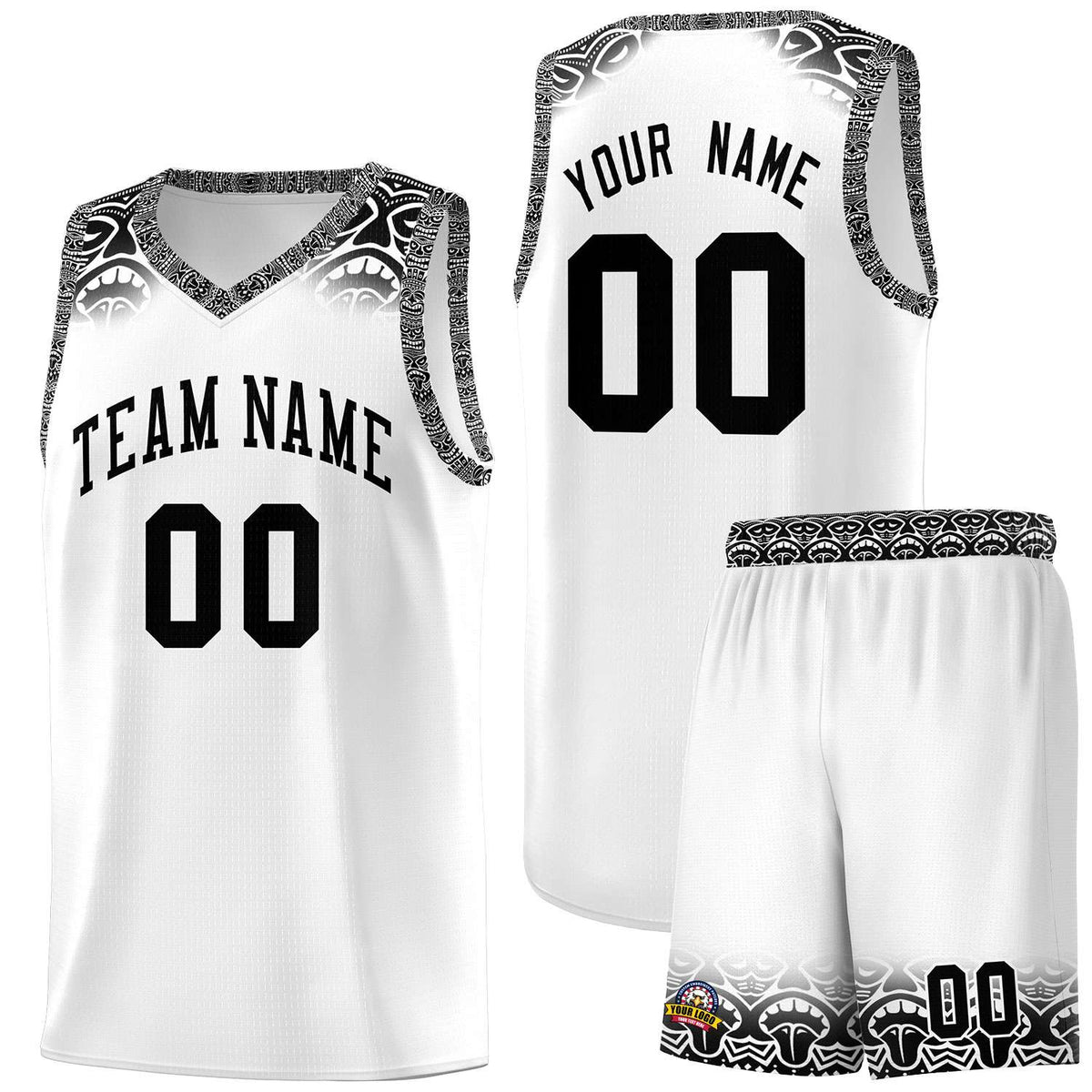Custom White Black Personalized Indians Print Kits Sports Uniform Basketball Jersey|KXKSHOP