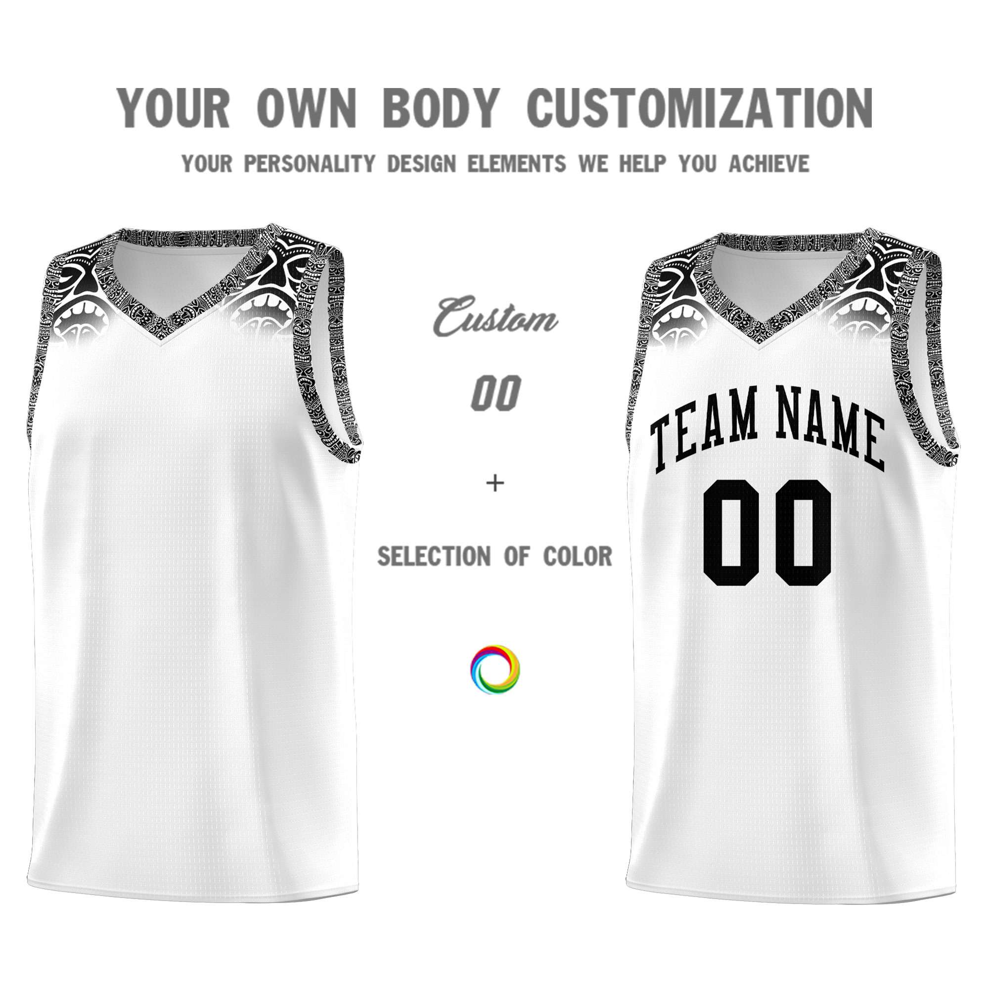 Custom White Black Personalized Indians Print Kits Sports Uniform Basketball Jersey|KXKSHOP
