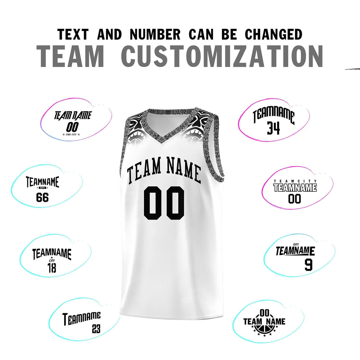 Custom White Black Personalized Indians Print Kits Sports Uniform Basketball Jersey|KXKSHOP