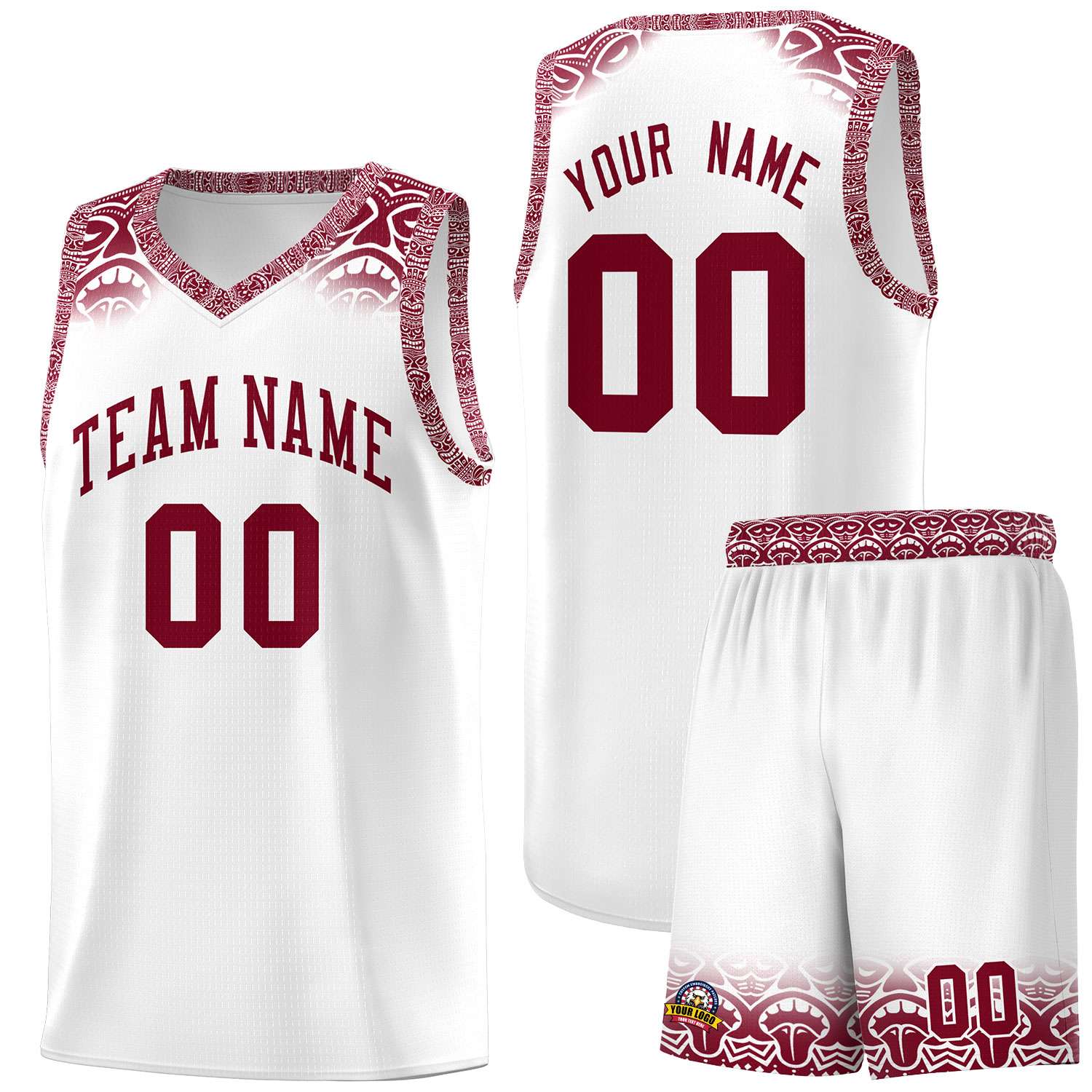 Custom White Crimson Personalized Indians Print Kits Sports Uniform Basketball Jersey|KXKSHOP