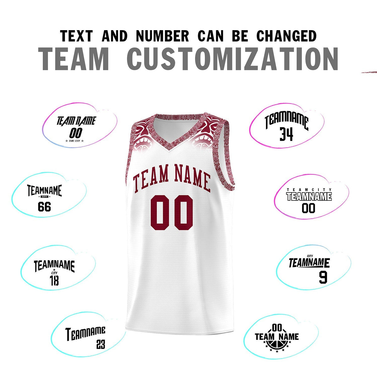 Custom White Crimson Personalized Indians Print Kits Sports Uniform Basketball Jersey|KXKSHOP