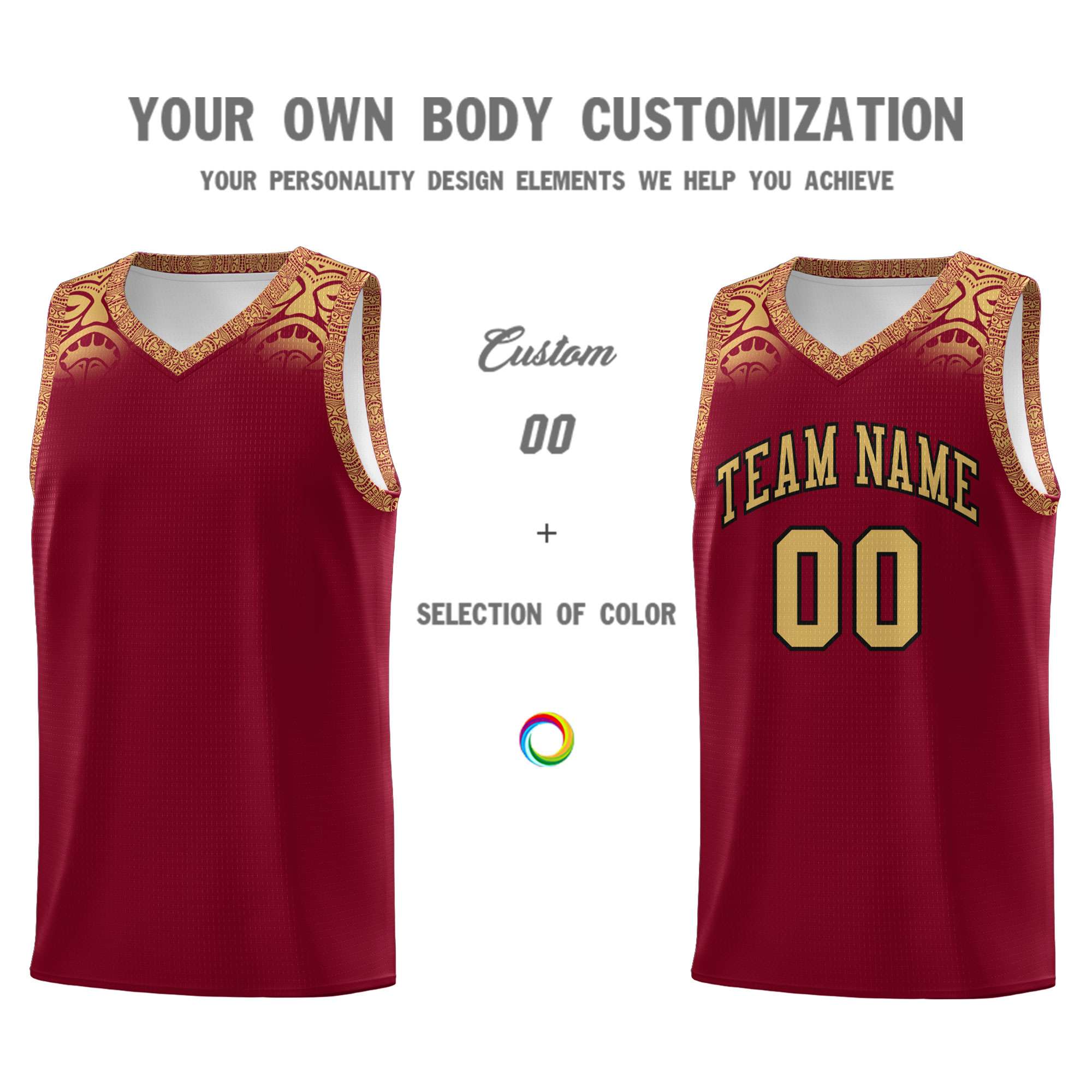 Custom Crimson Old Gold Personalized Indians Print Kits Sports Uniform Basketball Jersey|KXKSHOP