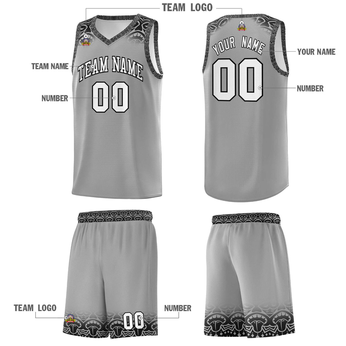 Custom Dark Gray Black Personalized Indians Print Kits Sports Uniform Basketball Jersey|KXKSHOP