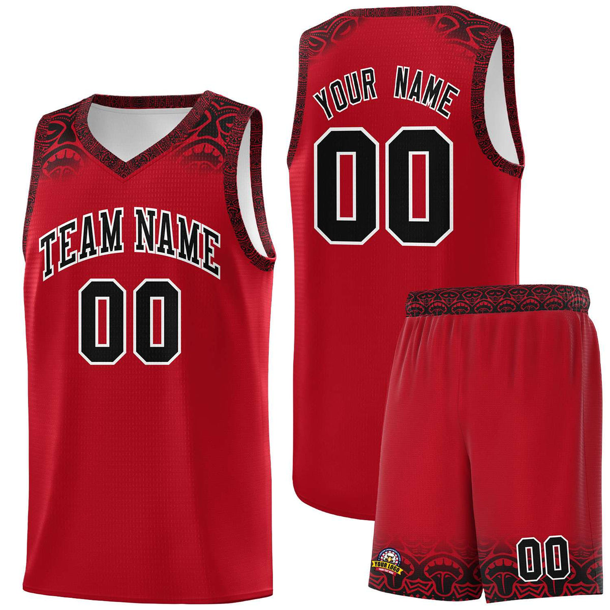Custom Red Black Personalized Indians Print Kits Sports Uniform Basketball Jersey|KXKSHOP