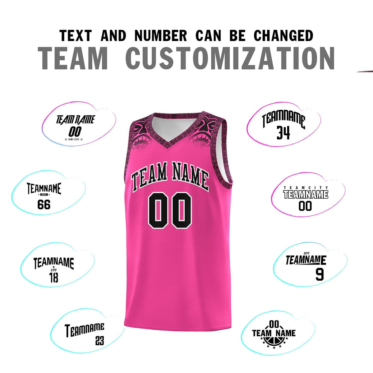 Custom Pink Black Personalized Indians Print Kits Sports Uniform Basketball Jersey|KXKSHOP