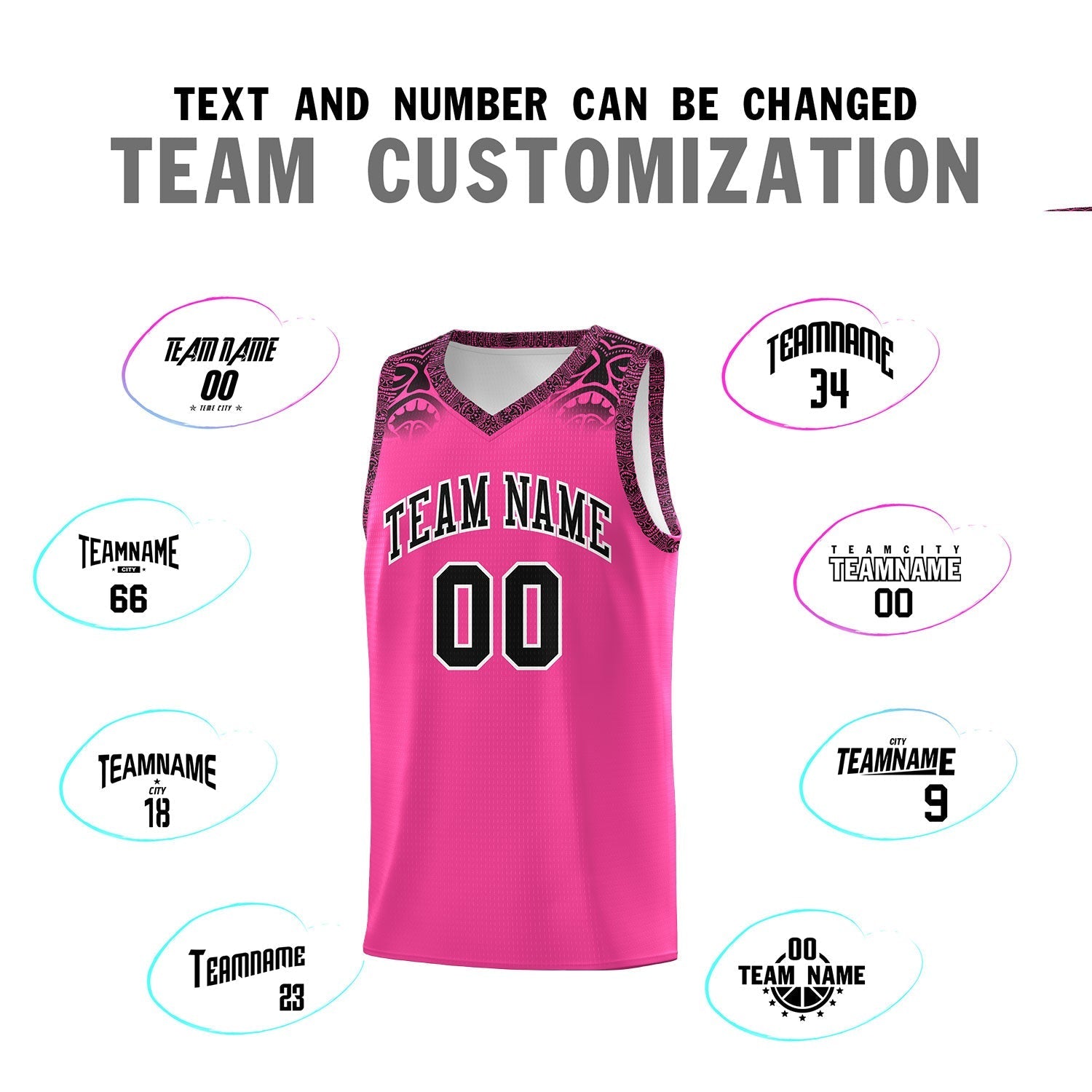 Custom Pink Black Personalized Indians Print Kits Sports Uniform Basketball Jersey|KXKSHOP