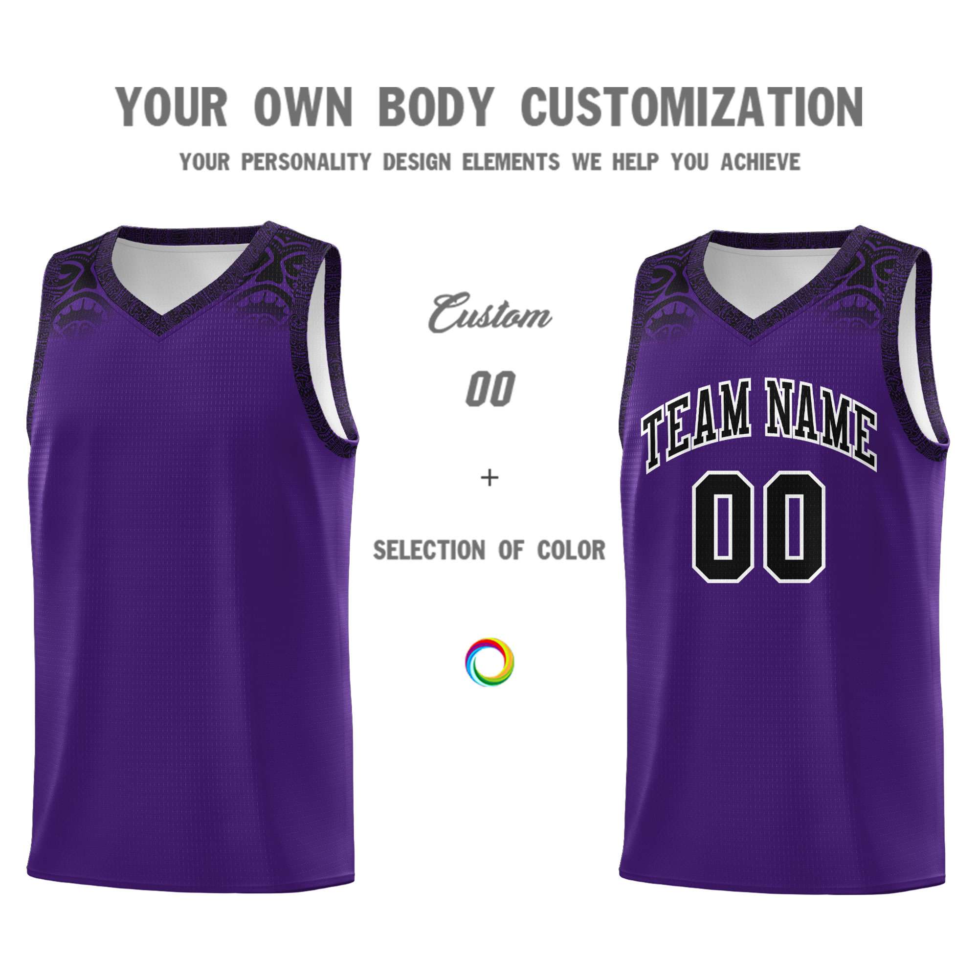 Custom Purple Black Personalized Indians Print Kits Sports Uniform Basketball Jersey|KXKSHOP