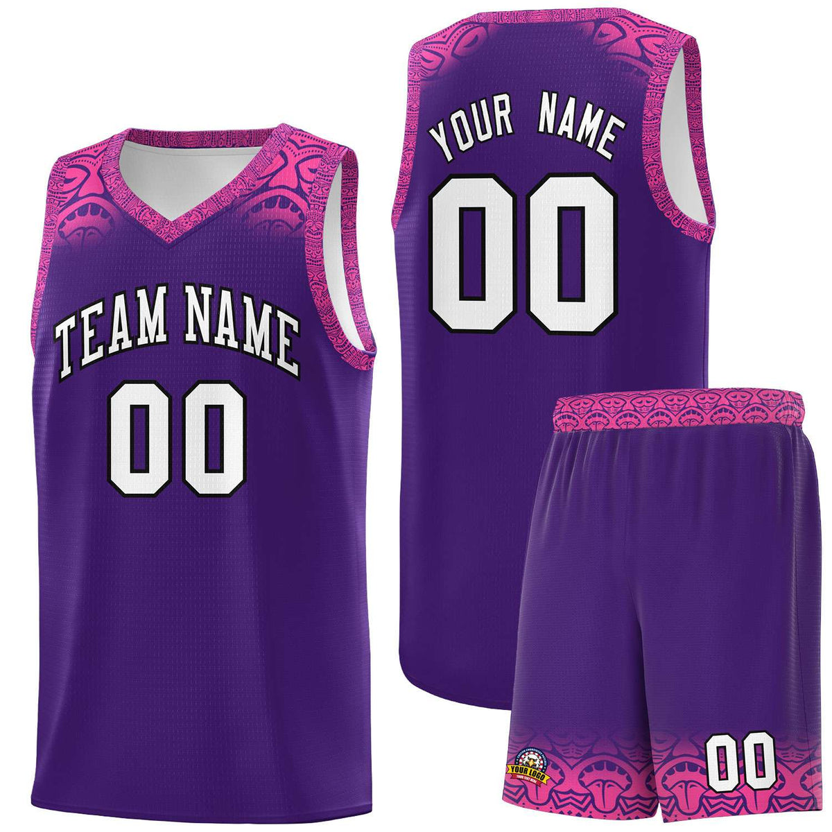 Custom Purple Pink Personalized Indians Print Kits Sports Uniform Basketball Jersey|KXKSHOP