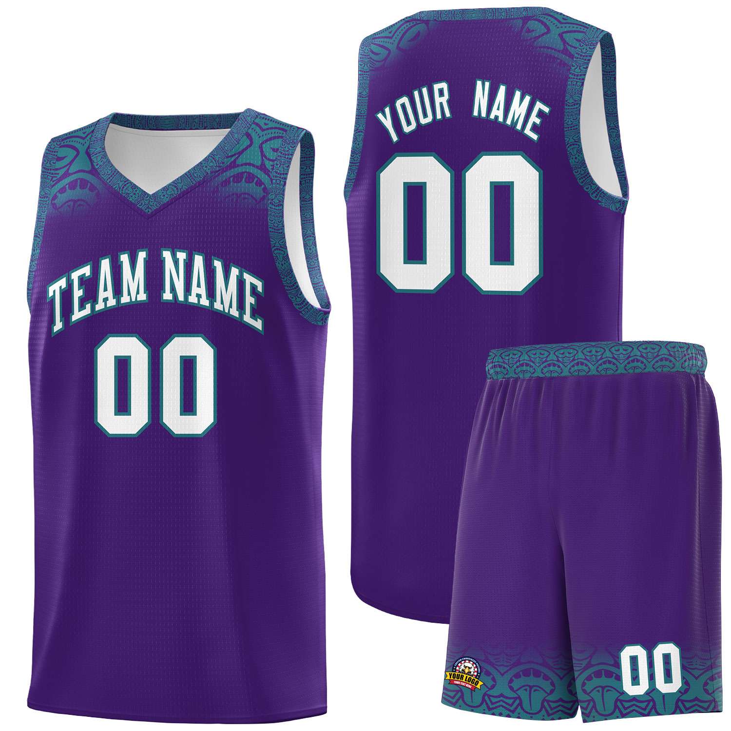 Custom Purple Aqua Personalized Indians Print Kits Sports Uniform Basketball Jersey|KXKSHOP