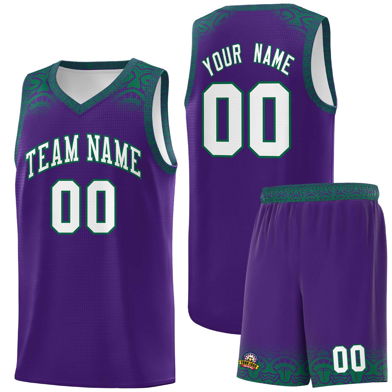 Custom Purple Kelly Green Personalized Indians Print Kits Sports Uniform Basketball Jersey|KXKSHOP