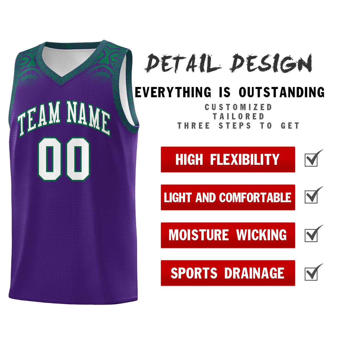 Custom Purple Kelly Green Personalized Indians Print Kits Sports Uniform Basketball Jersey|KXKSHOP
