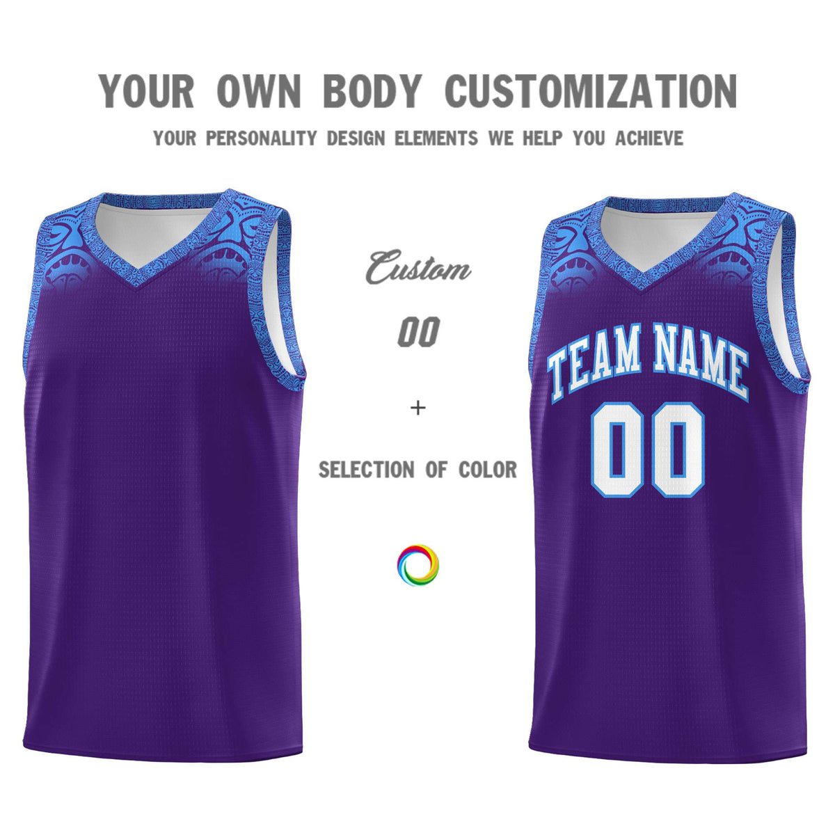 Custom Purple Powder Blue Personalized Indians Print Kits Sports Uniform Basketball Jersey|KXKSHOP
