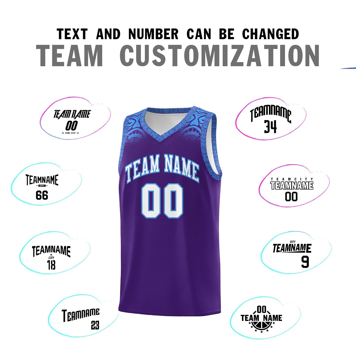 Custom Purple Powder Blue Personalized Indians Print Kits Sports Uniform Basketball Jersey|KXKSHOP