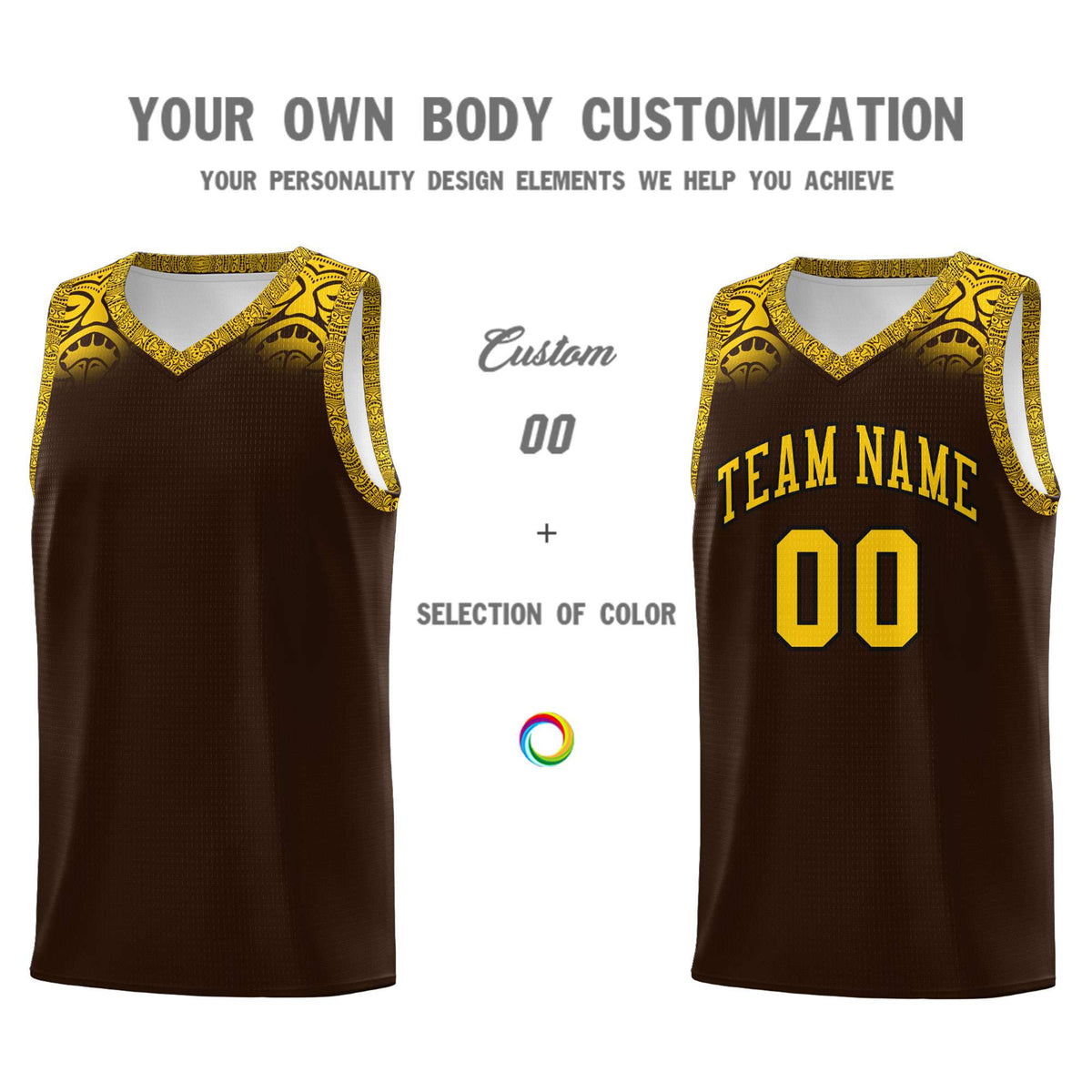 Custom Brown Gold Personalized Indians Print Kits Sports Uniform Basketball Jersey|KXKSHOP