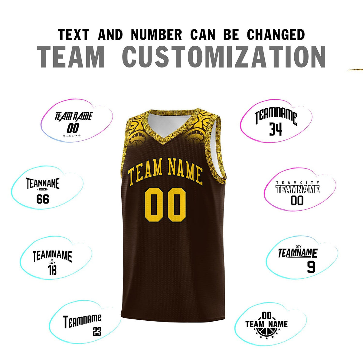 Custom Brown Gold Personalized Indians Print Kits Sports Uniform Basketball Jersey|KXKSHOP