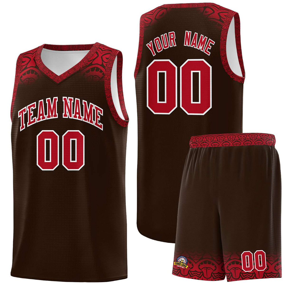 Custom Brown Red Personalized Indians Print Kits Sports Uniform Basketball Jersey|KXKSHOP