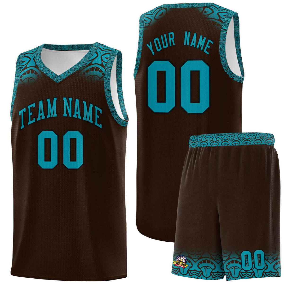 Custom Brown Teal Personalized Indians Print Kits Sports Uniform Basketball Jersey|KXKSHOP