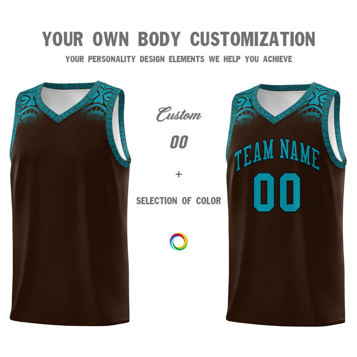 Custom Brown Teal Personalized Indians Print Kits Sports Uniform Basketball Jersey|KXKSHOP