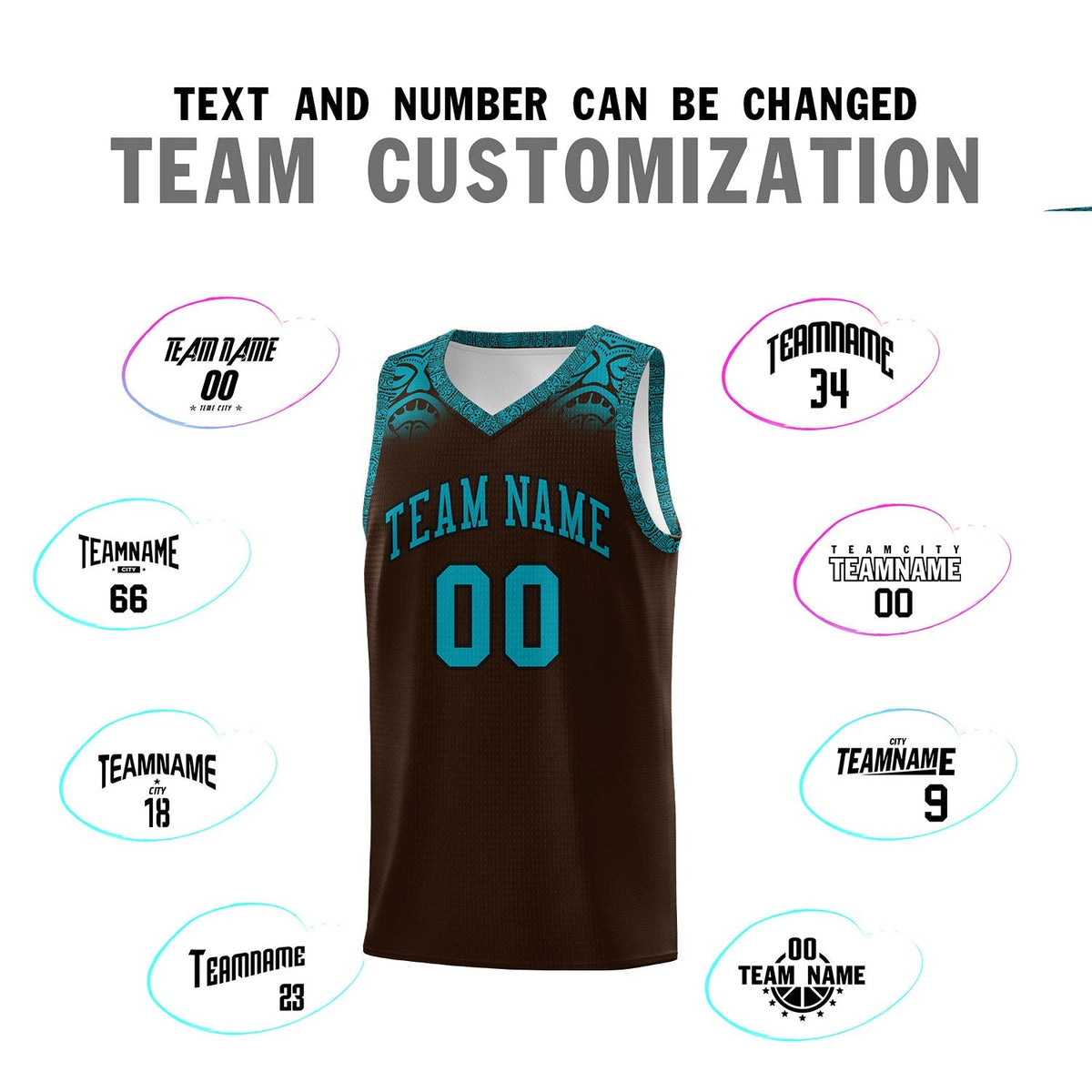 Custom Brown Teal Personalized Indians Print Kits Sports Uniform Basketball Jersey|KXKSHOP