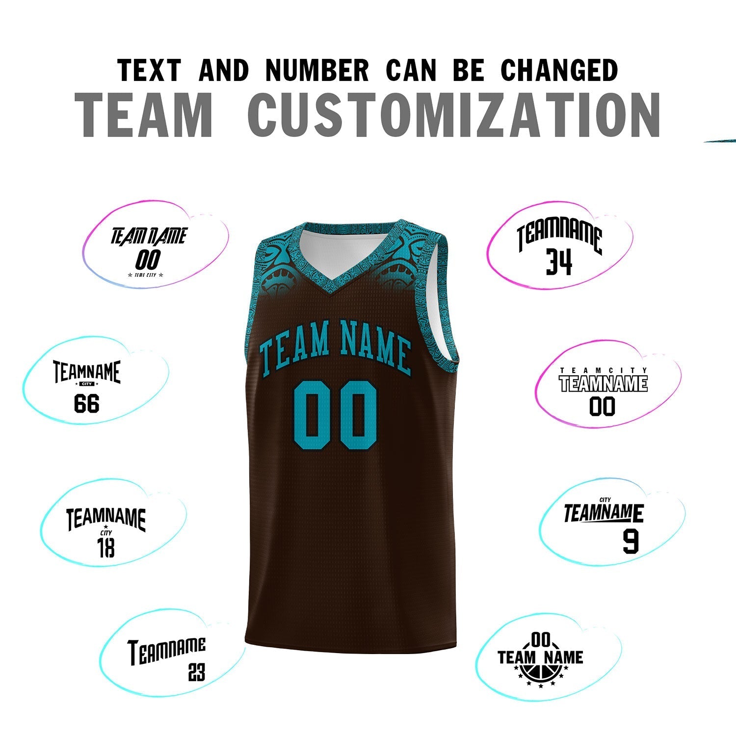 Custom Brown Teal Personalized Indians Print Kits Sports Uniform Basketball Jersey|KXKSHOP