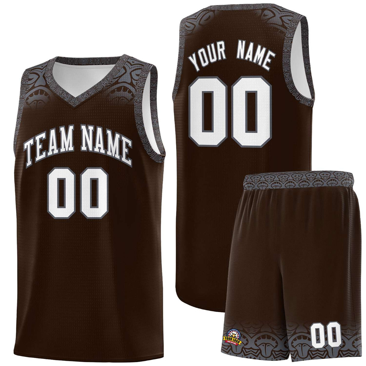 Custom Brown Dark Gray Personalized Indians Print Kits Sports Uniform Basketball Jersey|KXKSHOP