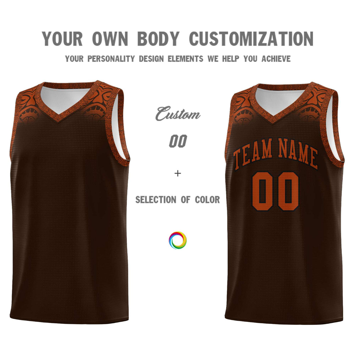 Custom Brown Texas Orange Personalized Indians Print Kits Sports Uniform Basketball Jersey|KXKSHOP