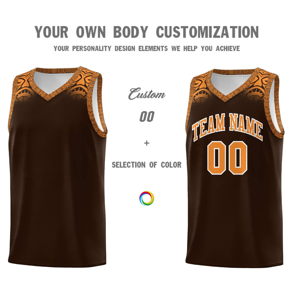 Custom Brown Orange Personalized Indians Print Kits Sports Uniform Basketball Jersey|KXKSHOP