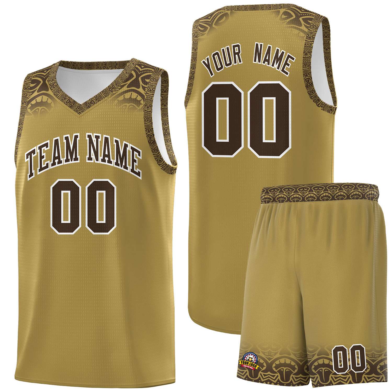 Custom Desert Yellow Brown Personalized Indians Print Kits Sports Uniform Basketball Jersey|KXKSHOP