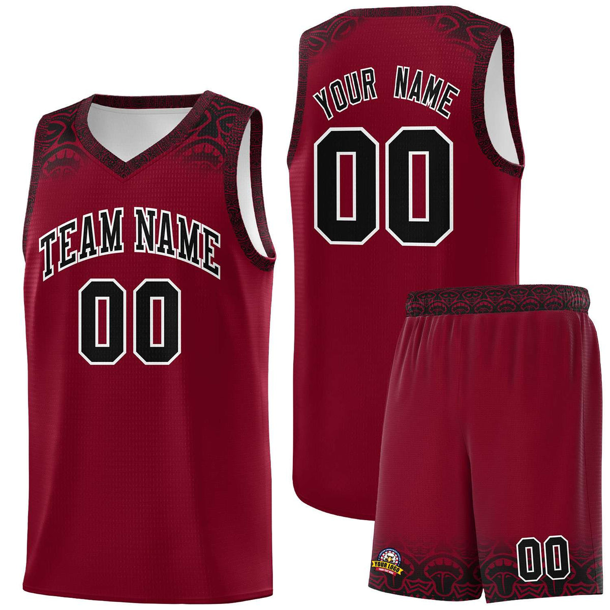 Custom Crimson Black Personalized Indians Print Kits Sports Uniform Basketball Jersey|KXKSHOP