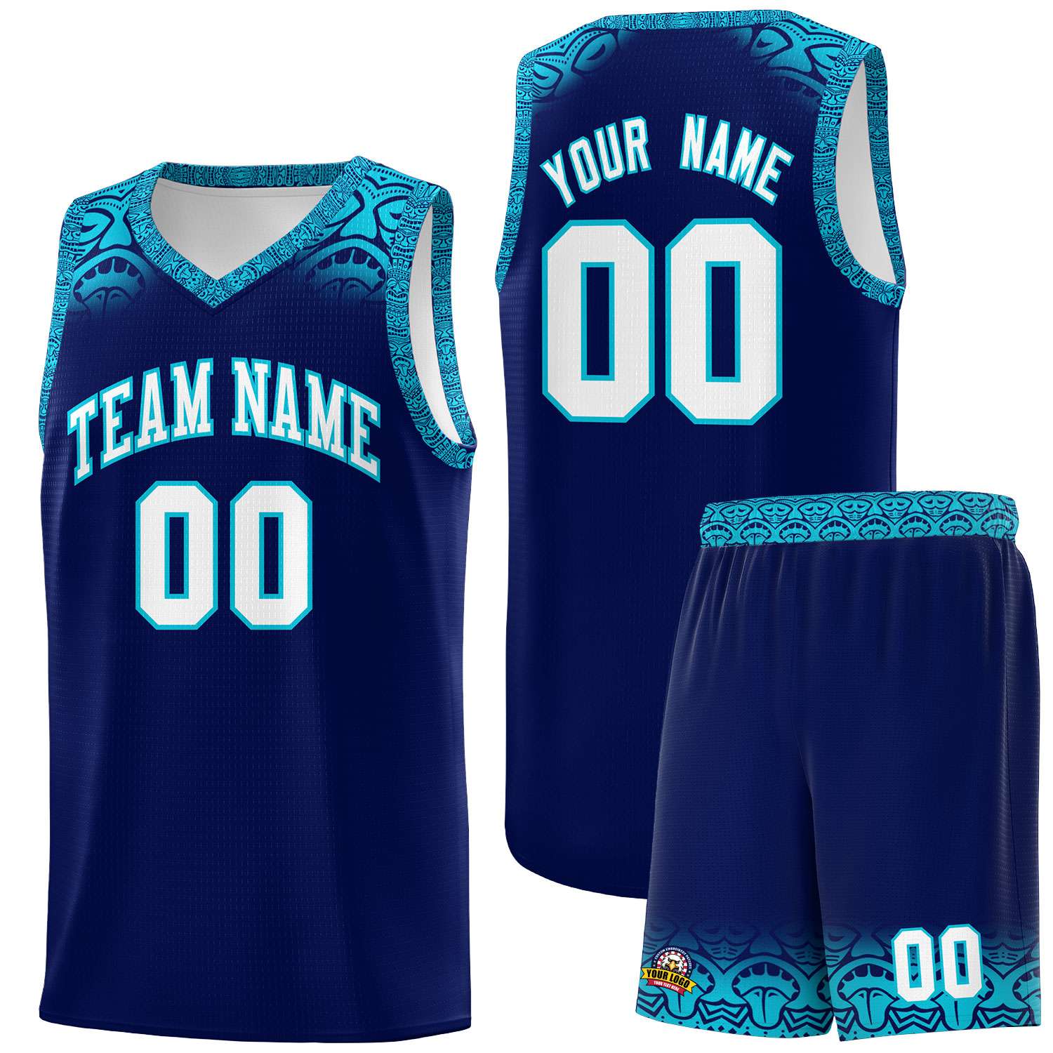 Custom Royal Sky Blue Personalized Indians Print Kits Sports Uniform Basketball Jersey|KXKSHOP