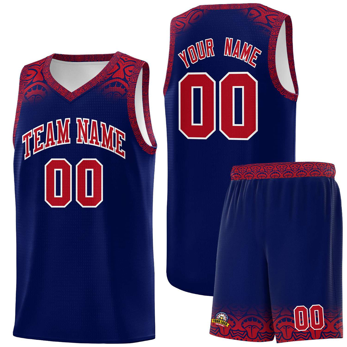 Custom Royal Red Personalized Indians Print Kits Sports Uniform Basketball Jersey|KXKSHOP