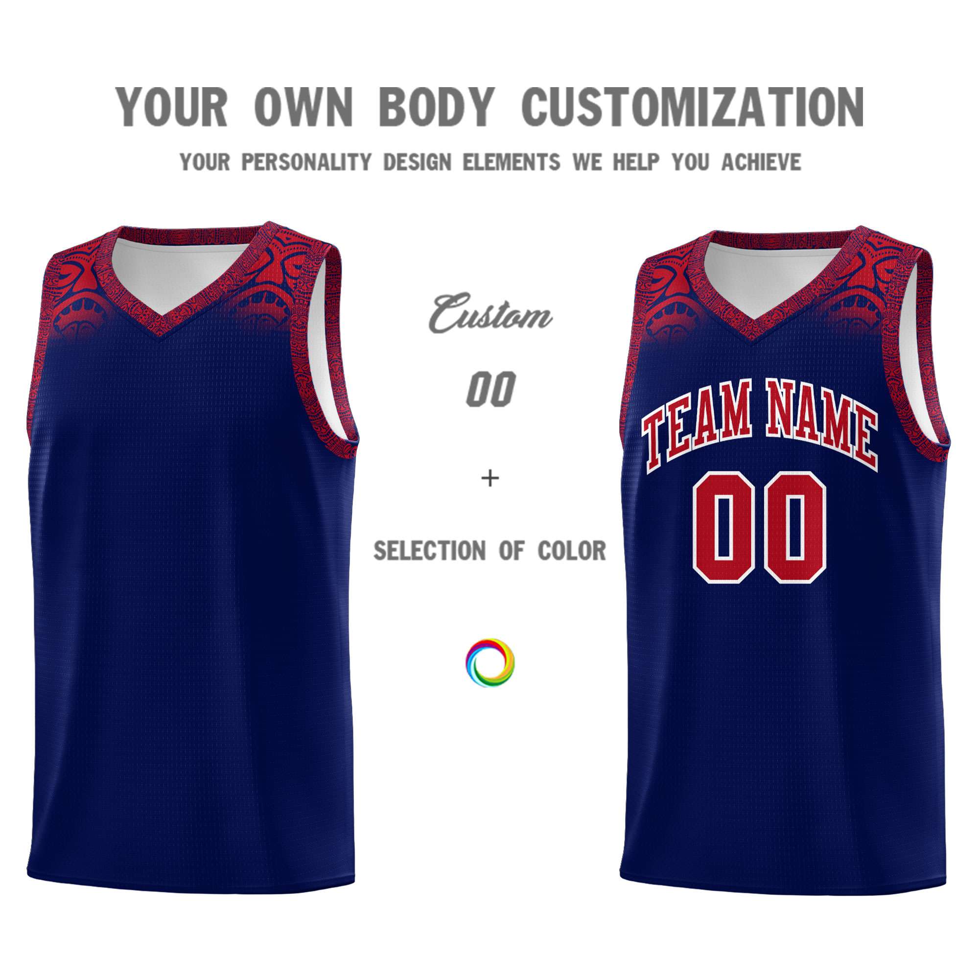 Custom Royal Red Personalized Indians Print Kits Sports Uniform Basketball Jersey|KXKSHOP
