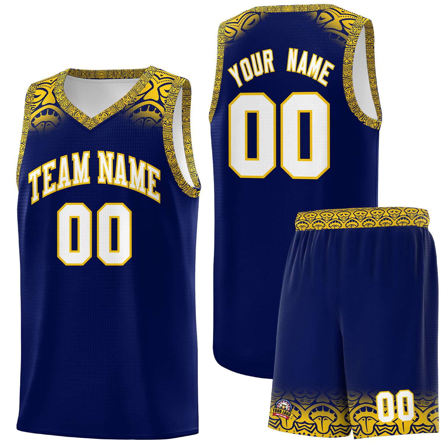 Custom Royal Gold Personalized Indians Print Kits Sports Uniform Basketball Jersey|KXKSHOP