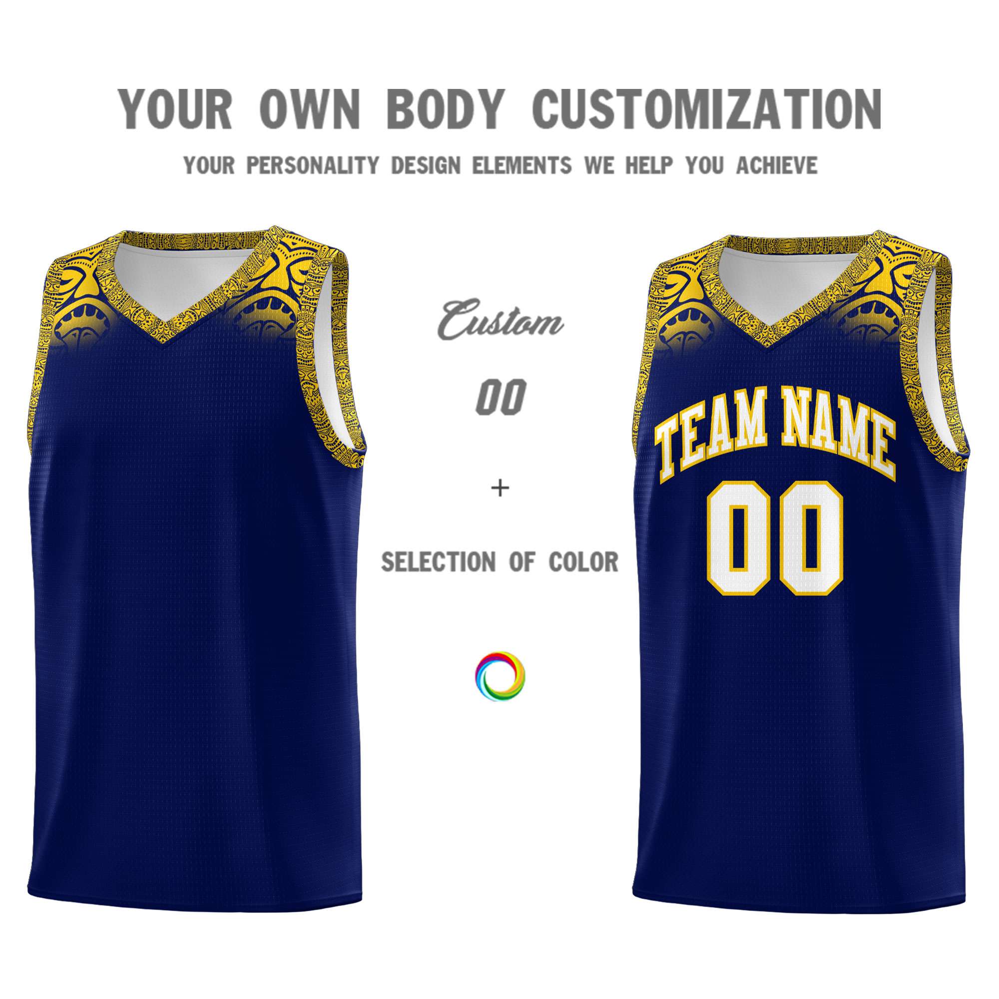 Custom Royal Gold Personalized Indians Print Kits Sports Uniform Basketball Jersey|KXKSHOP