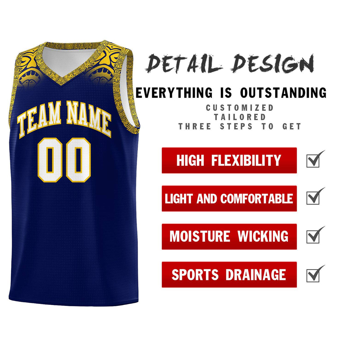 Custom Royal Gold Personalized Indians Print Kits Sports Uniform Basketball Jersey|KXKSHOP