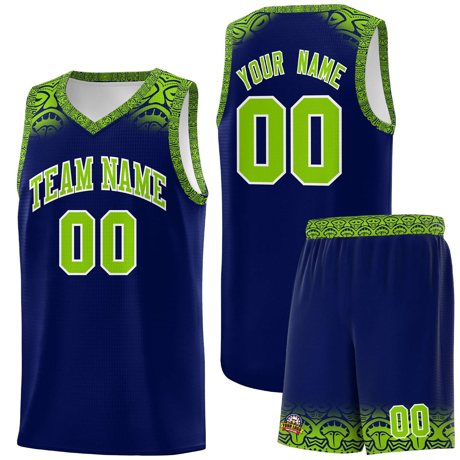 Custom Royal Neon Green Personalized Indians Print Kits Sports Uniform Basketball Jersey|KXKSHOP