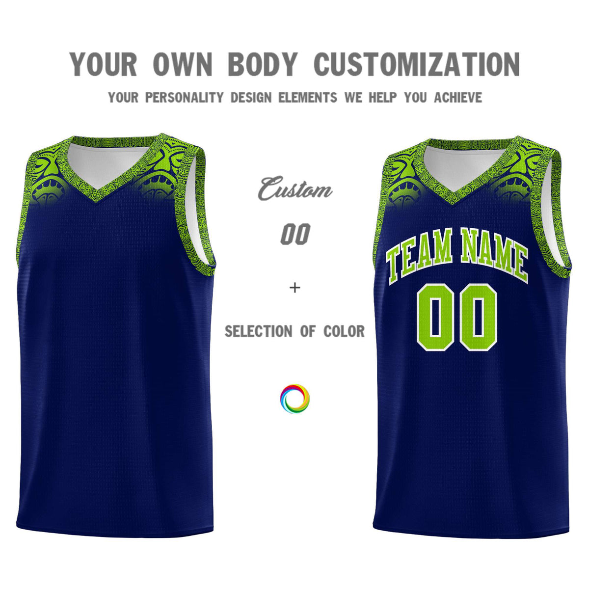 Custom Royal Neon Green Personalized Indians Print Kits Sports Uniform Basketball Jersey|KXKSHOP