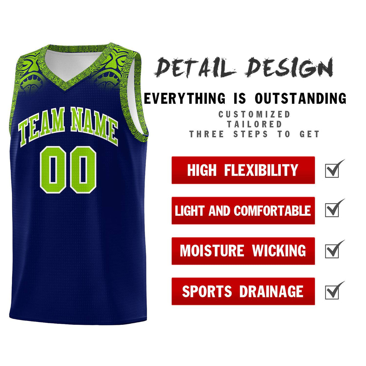 Custom Royal Neon Green Personalized Indians Print Kits Sports Uniform Basketball Jersey|KXKSHOP