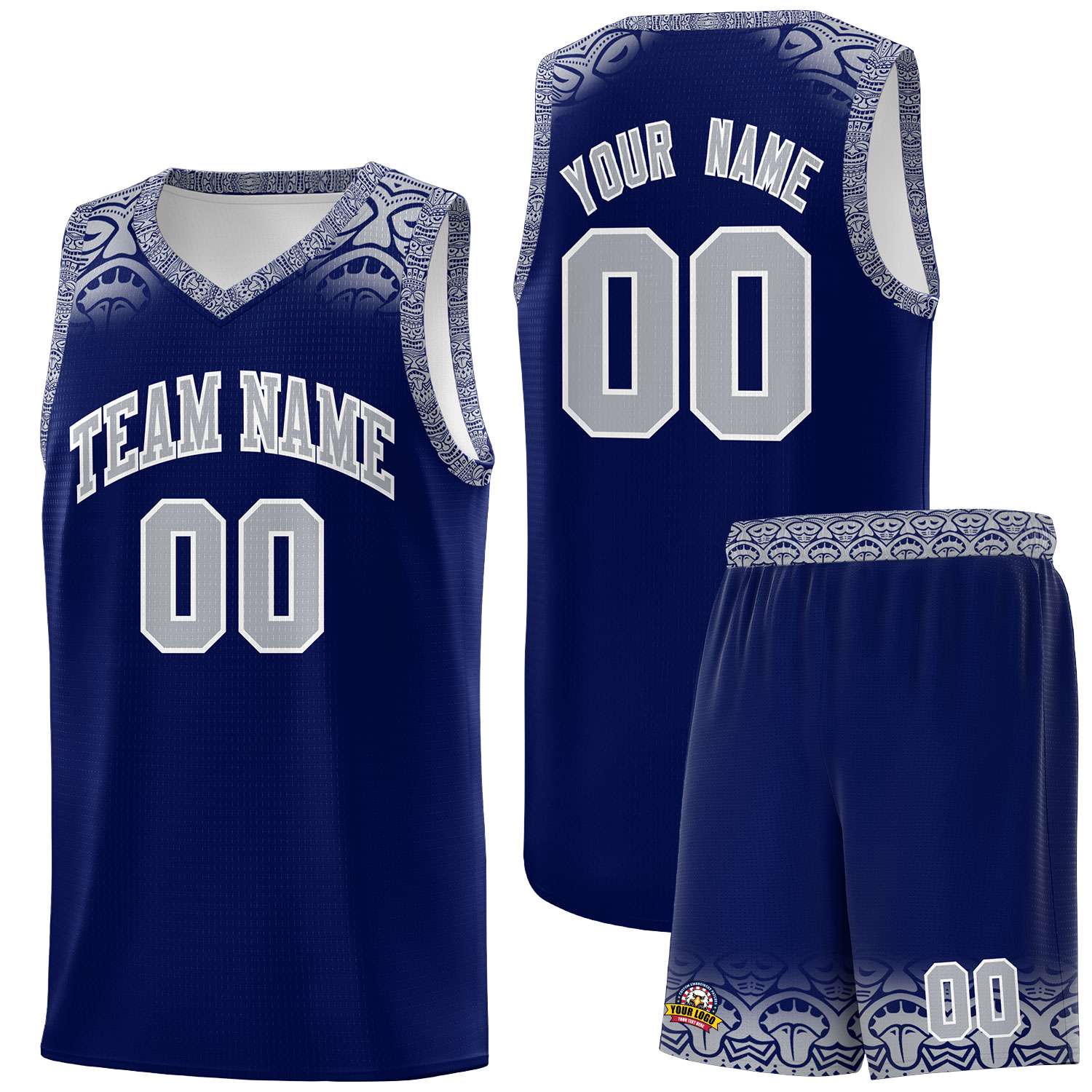 Custom Royal Gray Personalized Indians Print Kits Sports Uniform Basketball Jersey|KXKSHOP