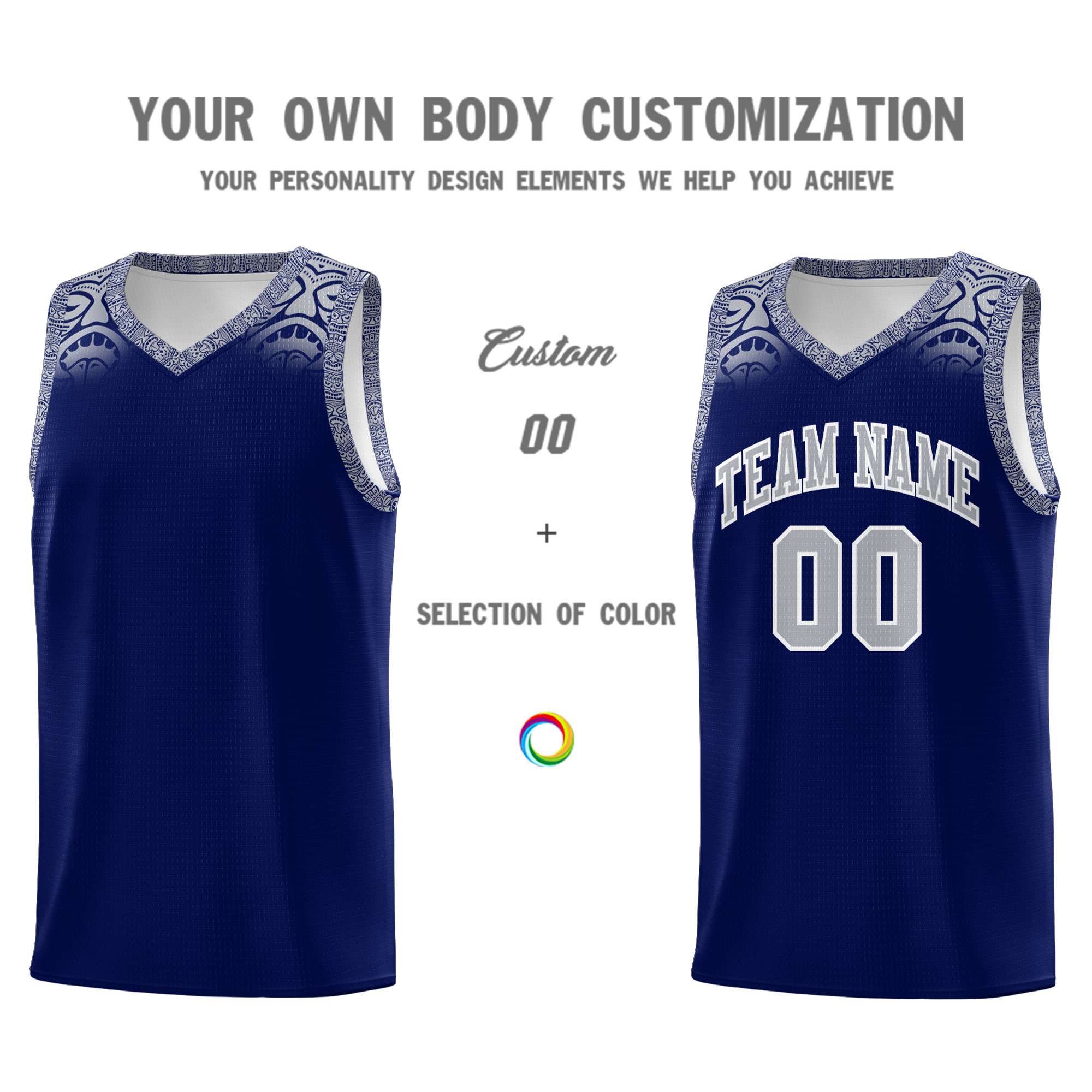 Custom Royal Gray Personalized Indians Print Kits Sports Uniform Basketball Jersey|KXKSHOP