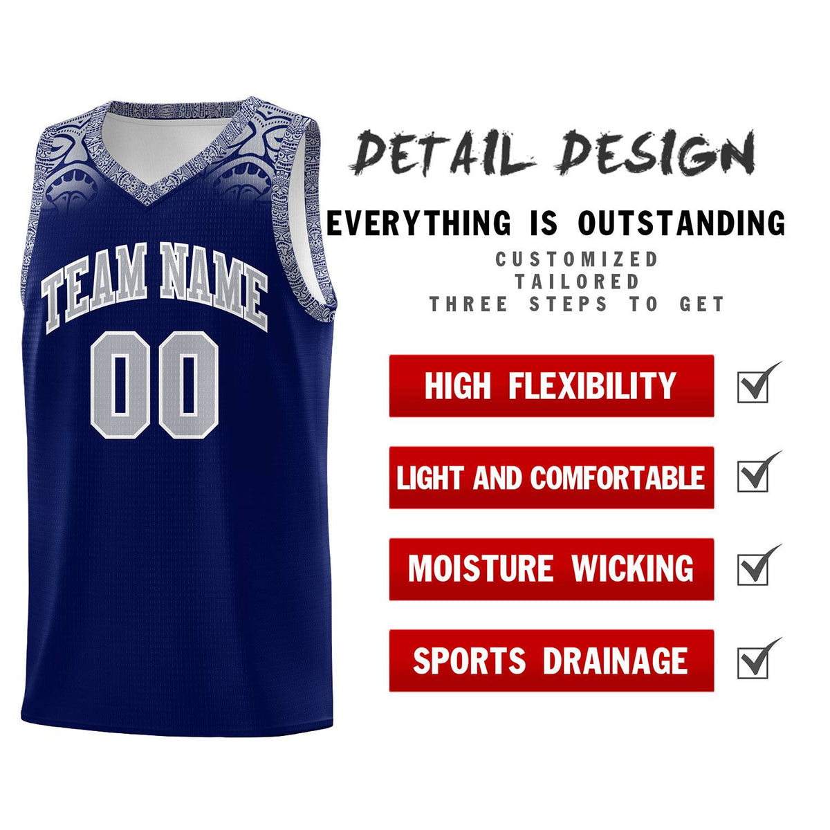 Custom Royal Gray Personalized Indians Print Kits Sports Uniform Basketball Jersey|KXKSHOP