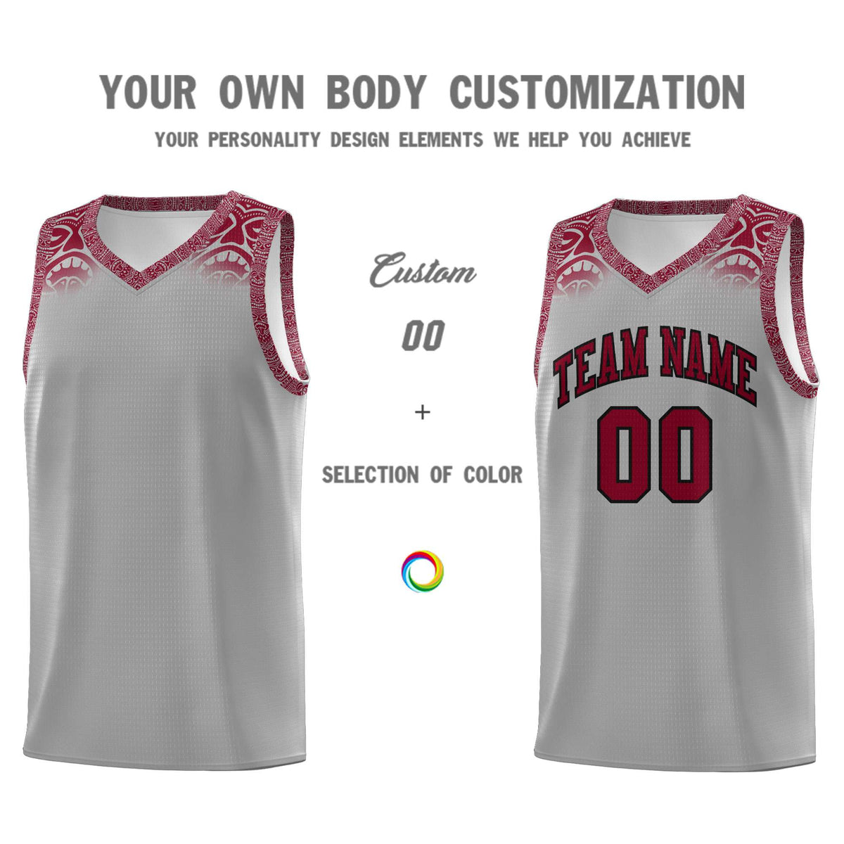 Custom Gray Crimson Personalized Indians Print Kits Sports Uniform Basketball Jersey|KXKSHOP