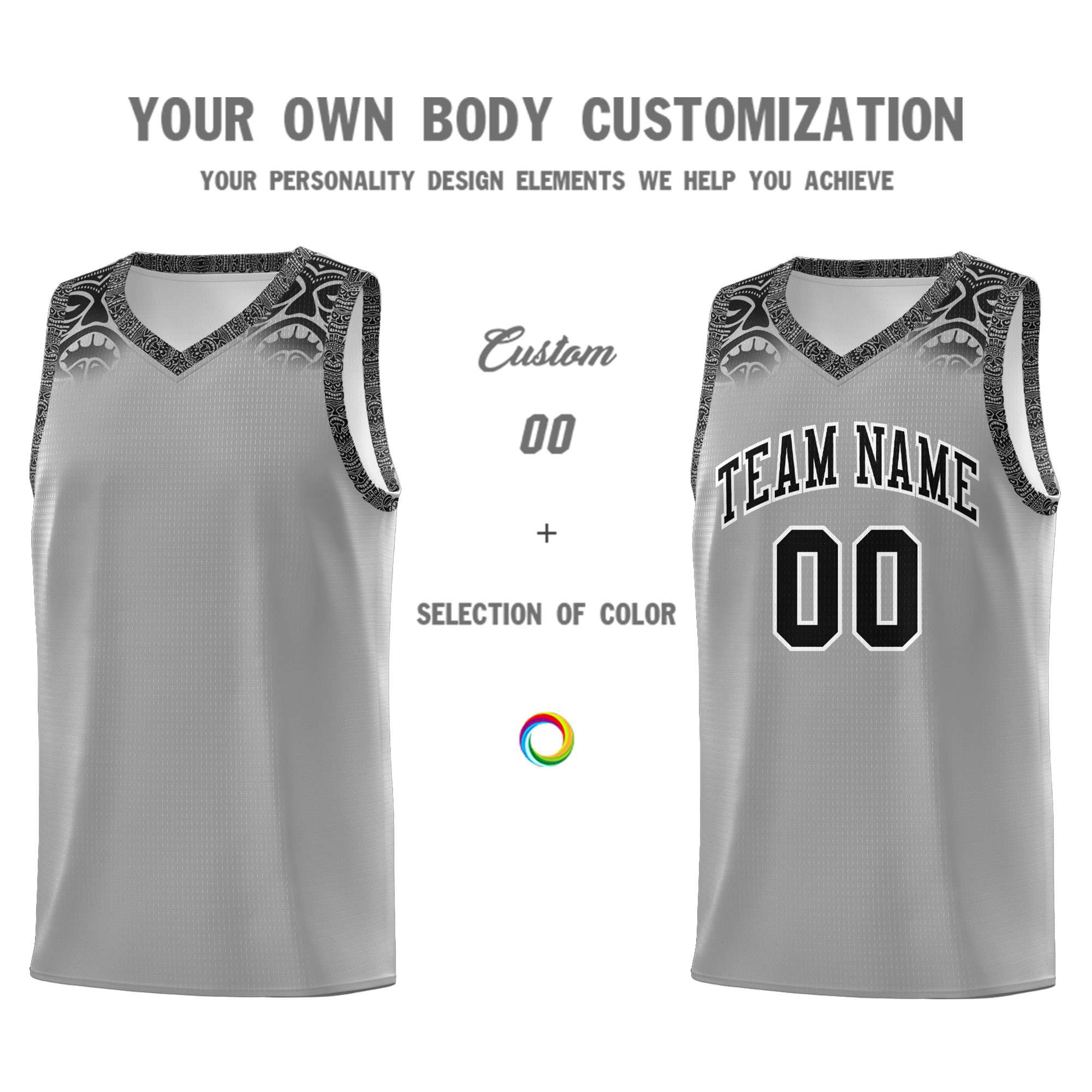 Custom Gray Black Personalized Indians Print Kits Sports Uniform Basketball Jersey|KXKSHOP