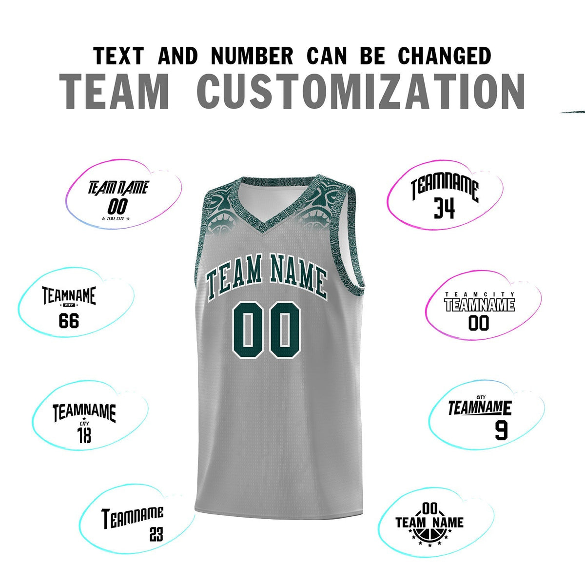Custom Gray Midnight Green Personalized Indians Print Kits Sports Uniform Basketball Jersey|KXKSHOP