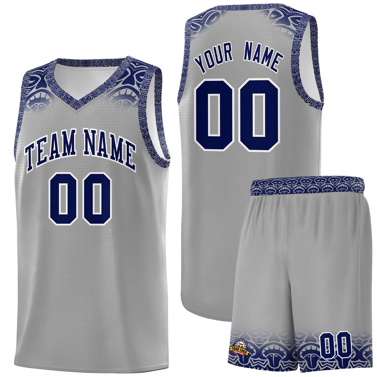 Custom Gray Royal Personalized Indians Print Kits Sports Uniform Basketball Jersey|KXKSHOP